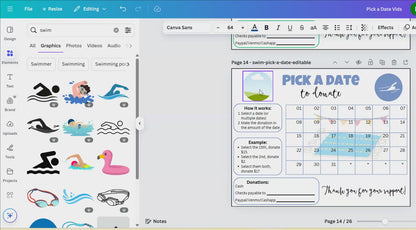 Editable Swim Pick A Date