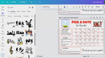 Editable Band Pick A Date