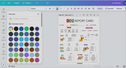 EDITABLE Dog Report Card