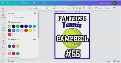 Editable Tennis Locker Sign Template