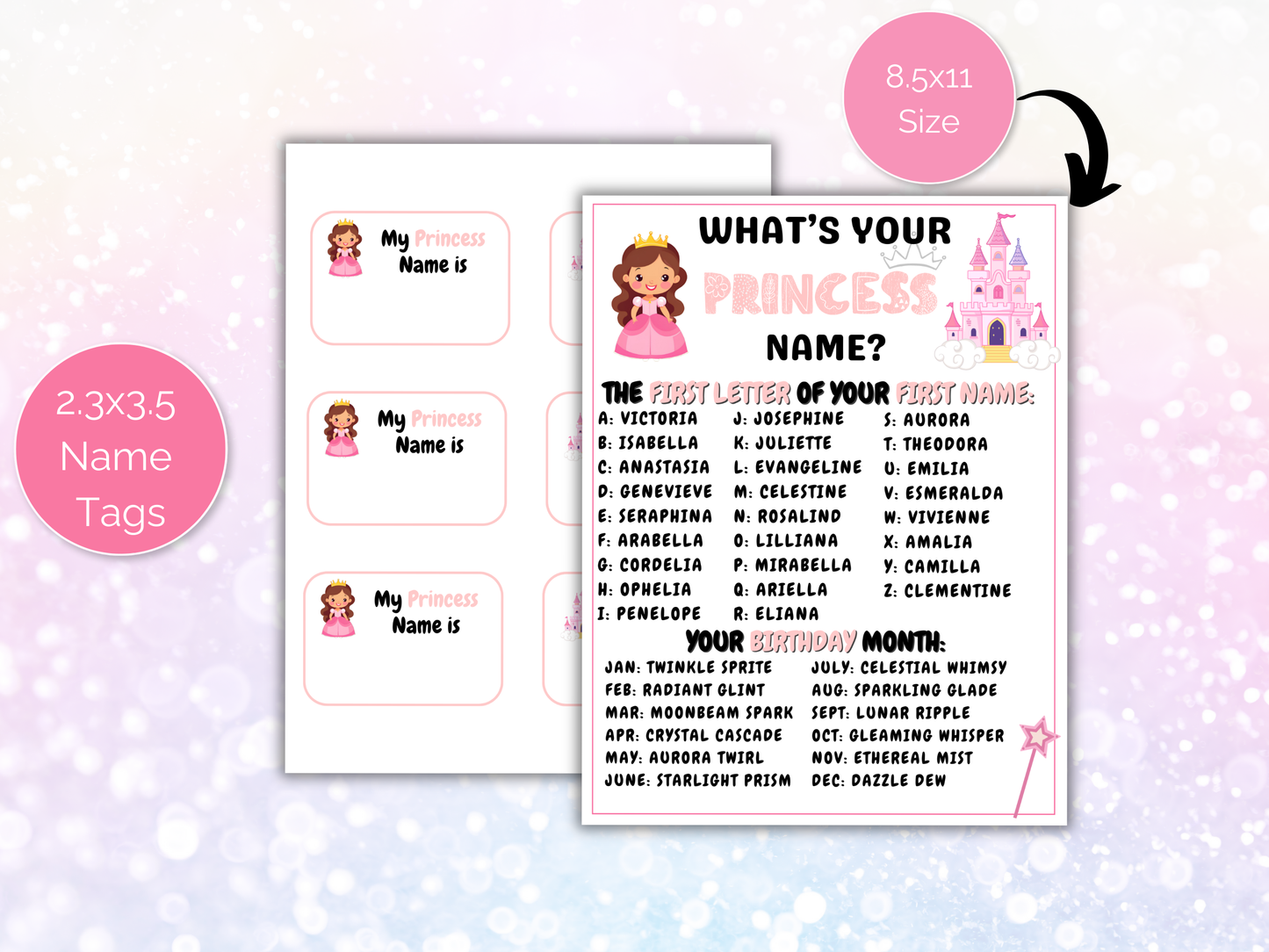 What's Your Princess Name Game + Name Tags