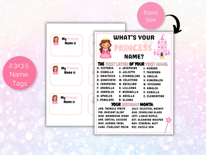 What's Your Princess Name Game + Name Tags