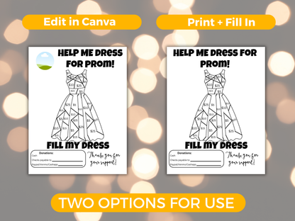 Editable Fill My Dress Fundraiser Template