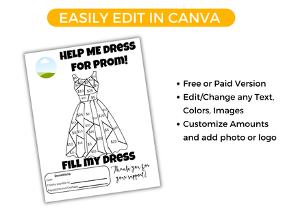 Editable Fill My Dress Fundraiser Template