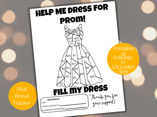 Editable Fill My Dress Fundraiser Template