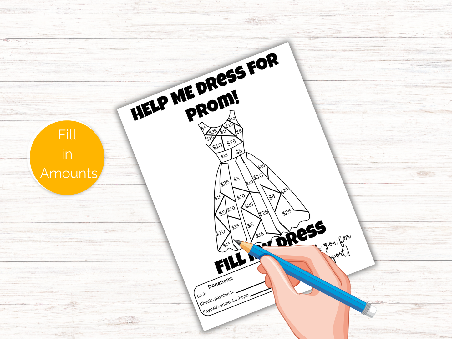 Editable Fill My Dress Fundraiser Template