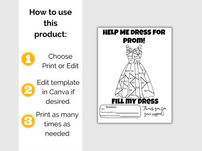 Editable Fill My Dress Fundraiser Template
