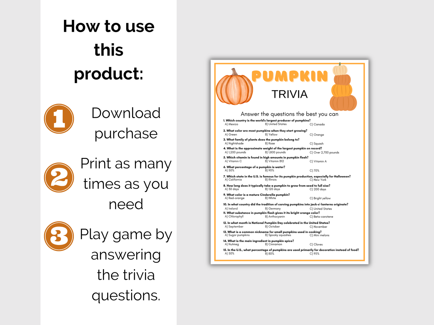 Pumpkin Trivia Game