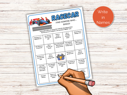 Car Racing Find Someone Who