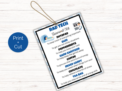 Editable Radiology Tech Survival Kit Gift Tags