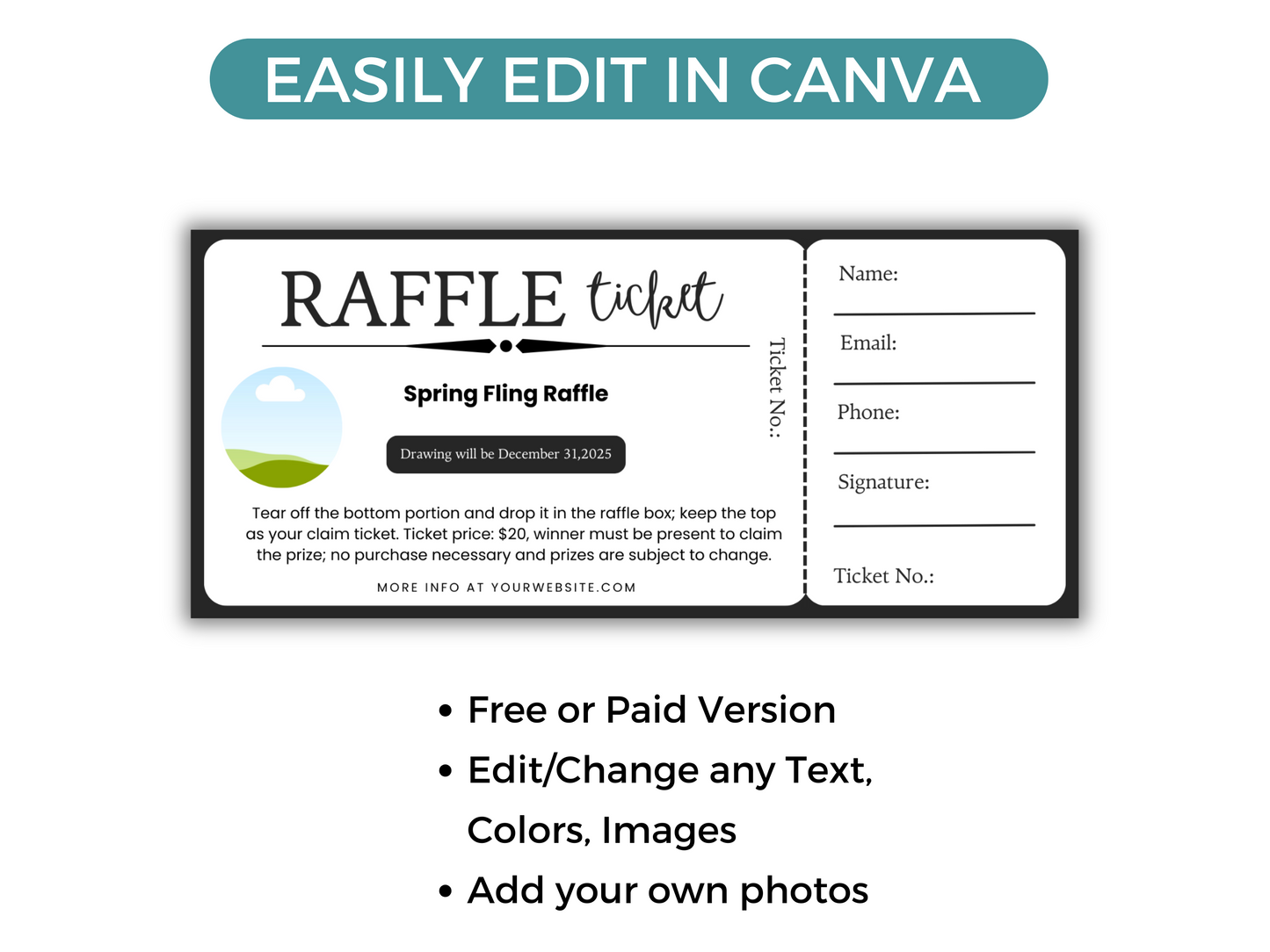 Editable Raffle Ticket Template