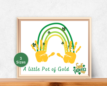 St Patricks Day Gold Rainbow Handprint Art