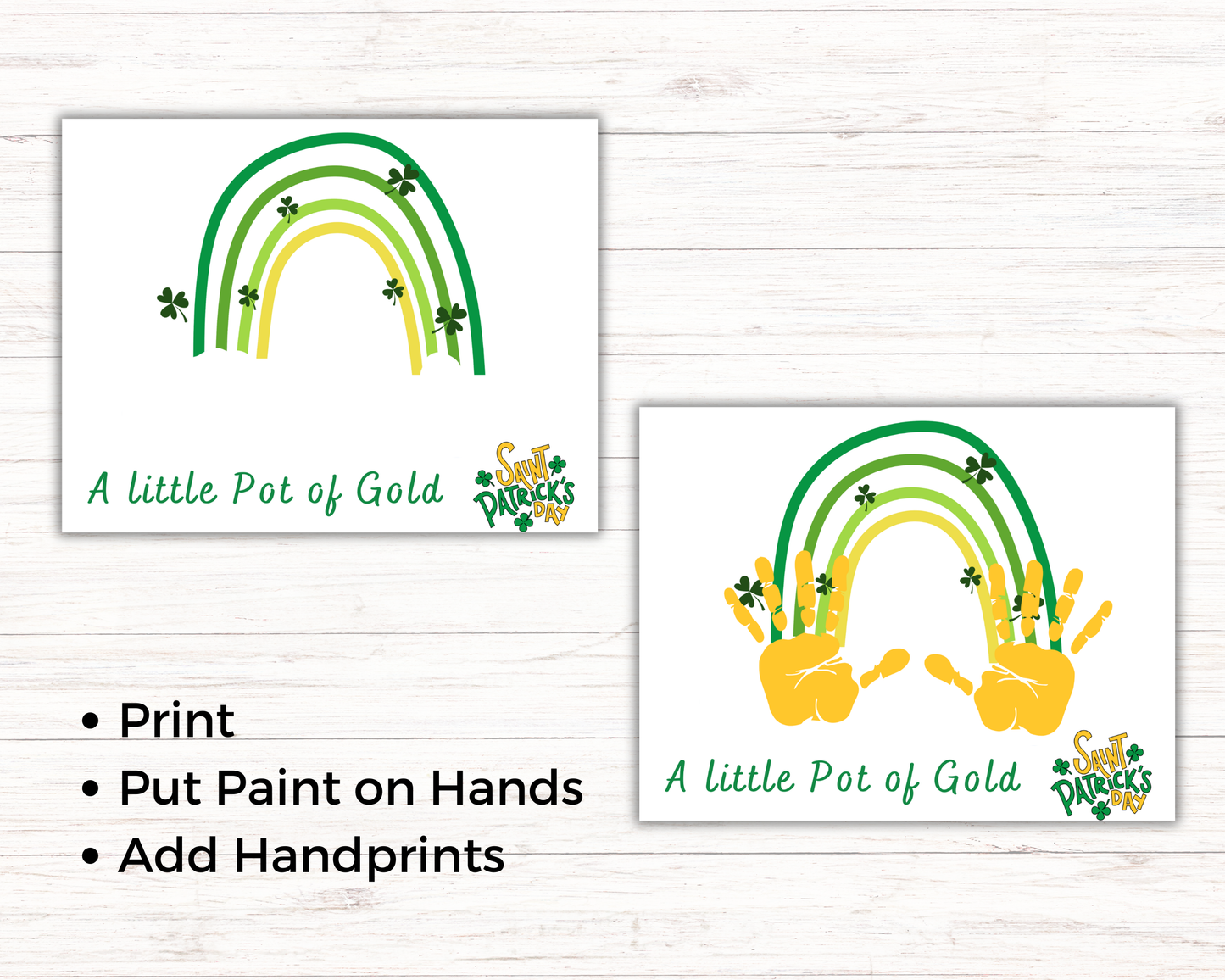 St Patricks Day Gold Rainbow Handprint Art