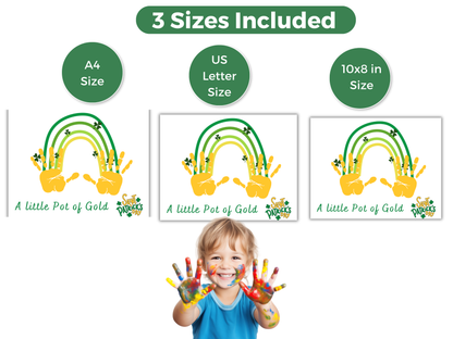 St Patricks Day Gold Rainbow Handprint Art