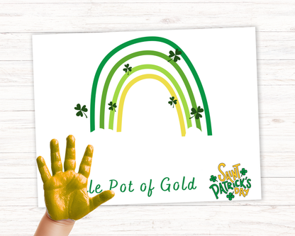 St Patricks Day Gold Rainbow Handprint Art