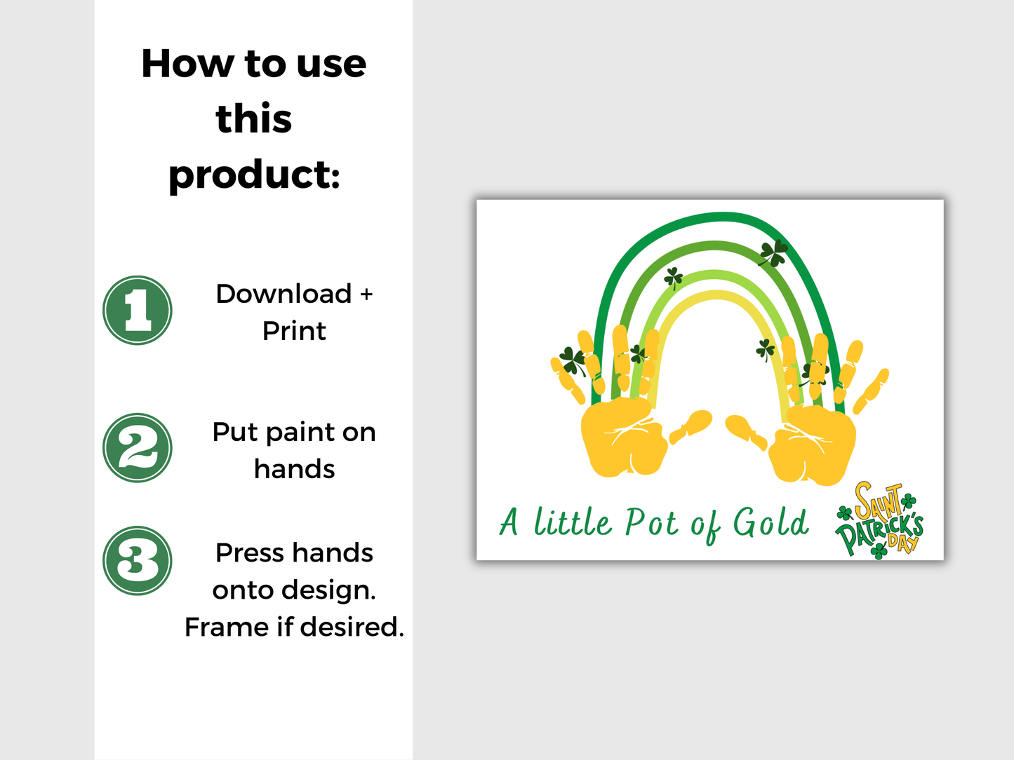 St Patricks Day Gold Rainbow Handprint Art
