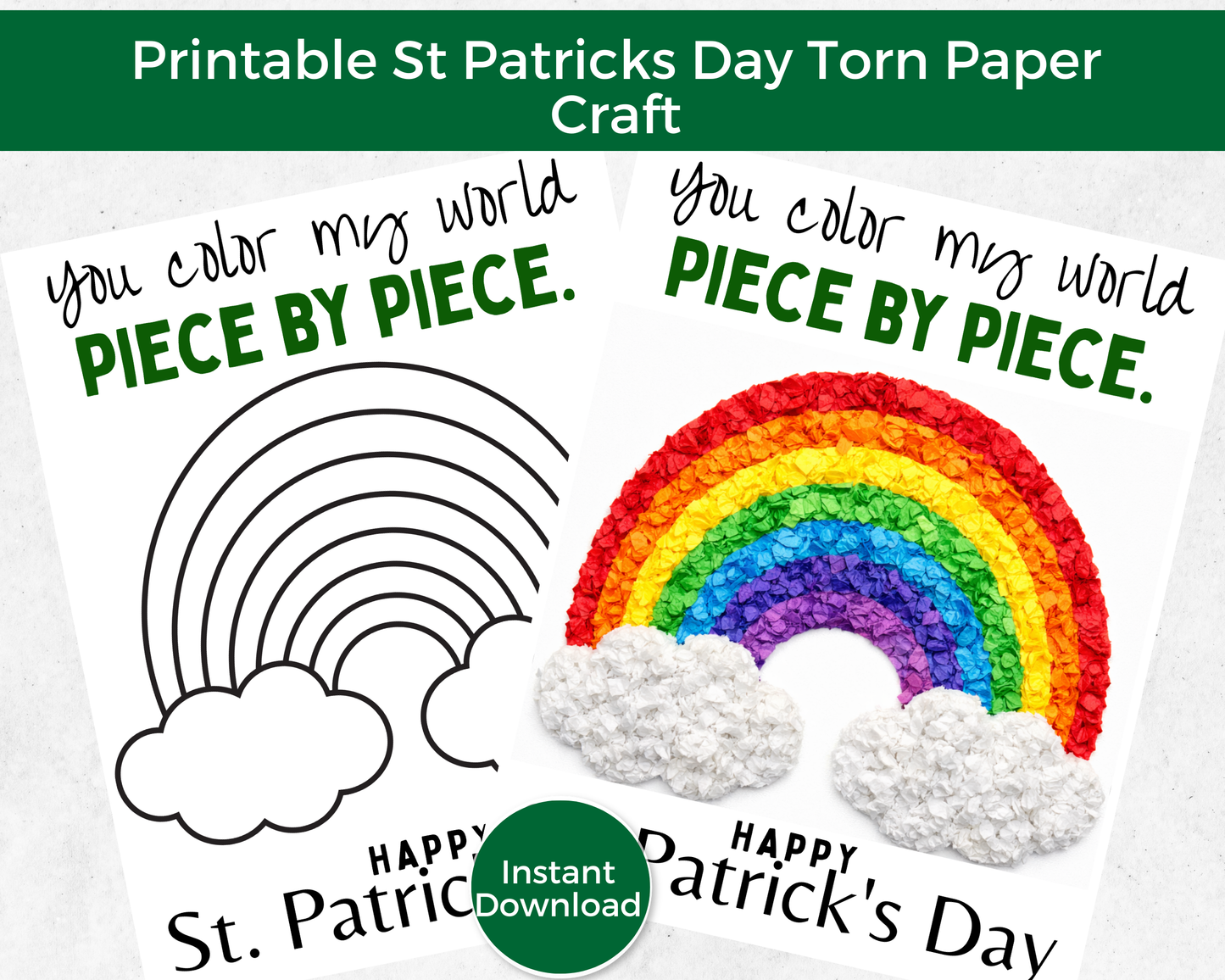 Rainbow St Patricks Day Torn Paper Craft