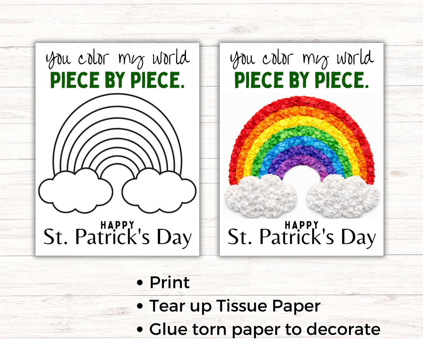 Rainbow St Patricks Day Torn Paper Craft