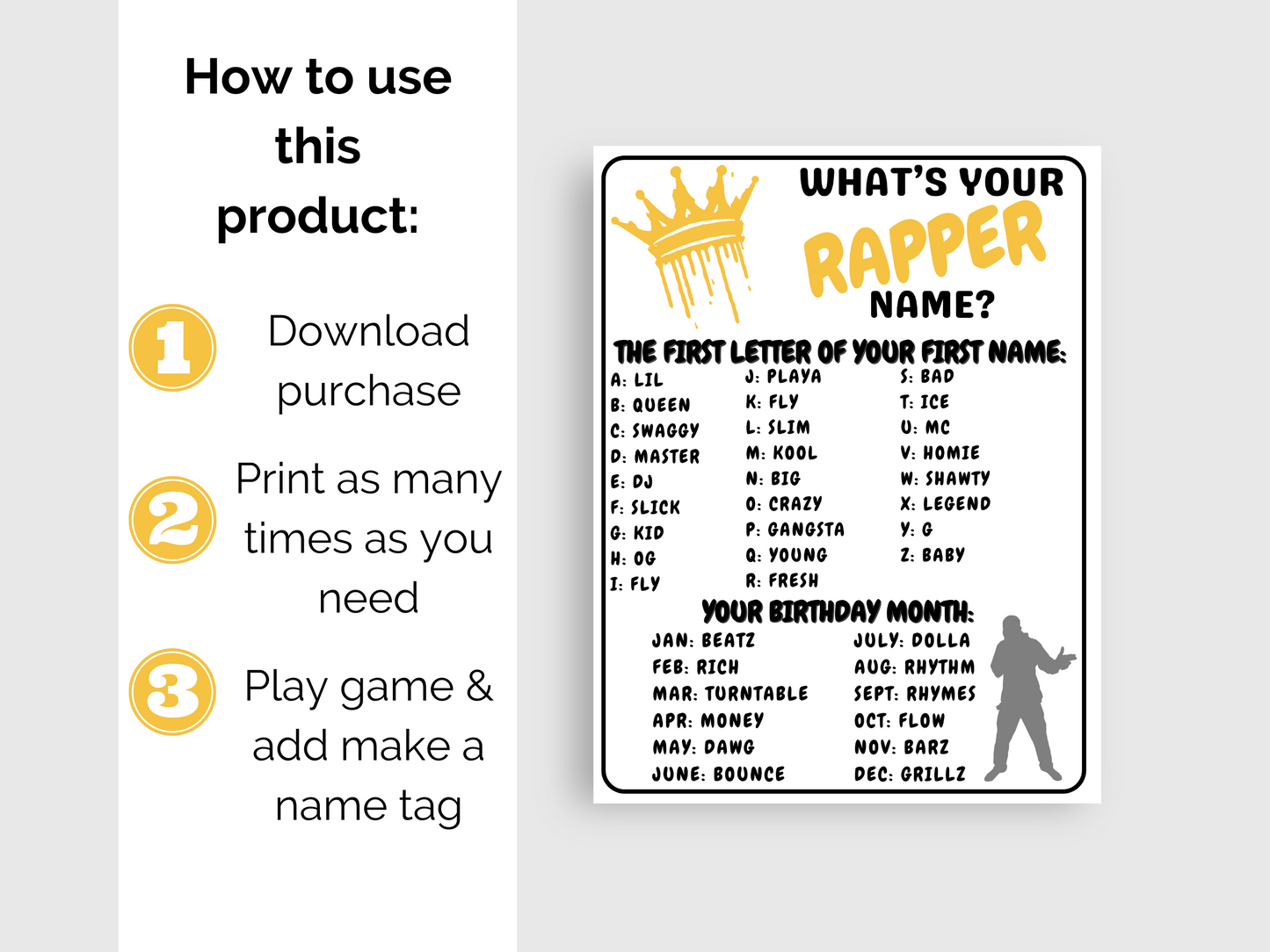 What's Your Rapper Name Game + Name Tags