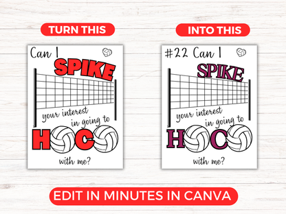 Editable Volleyball Homecoming Proposal Sign