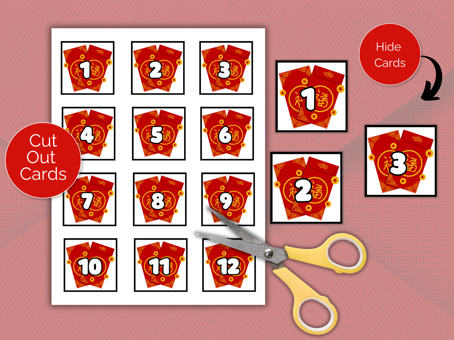 Red Envelope Scavenger Hunt for kids