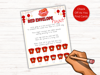 Red Envelope Scavenger Hunt for kids