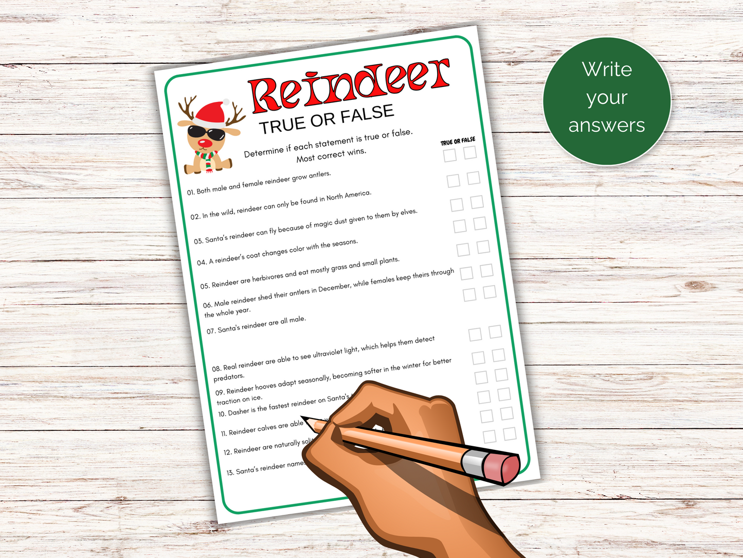 Reindeer True or False