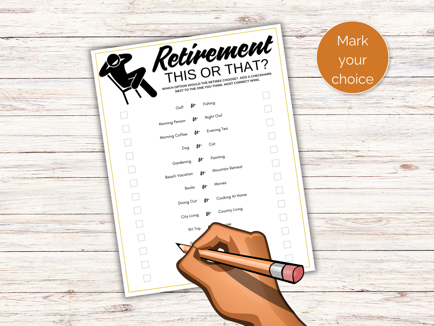 Retirement This or That Game