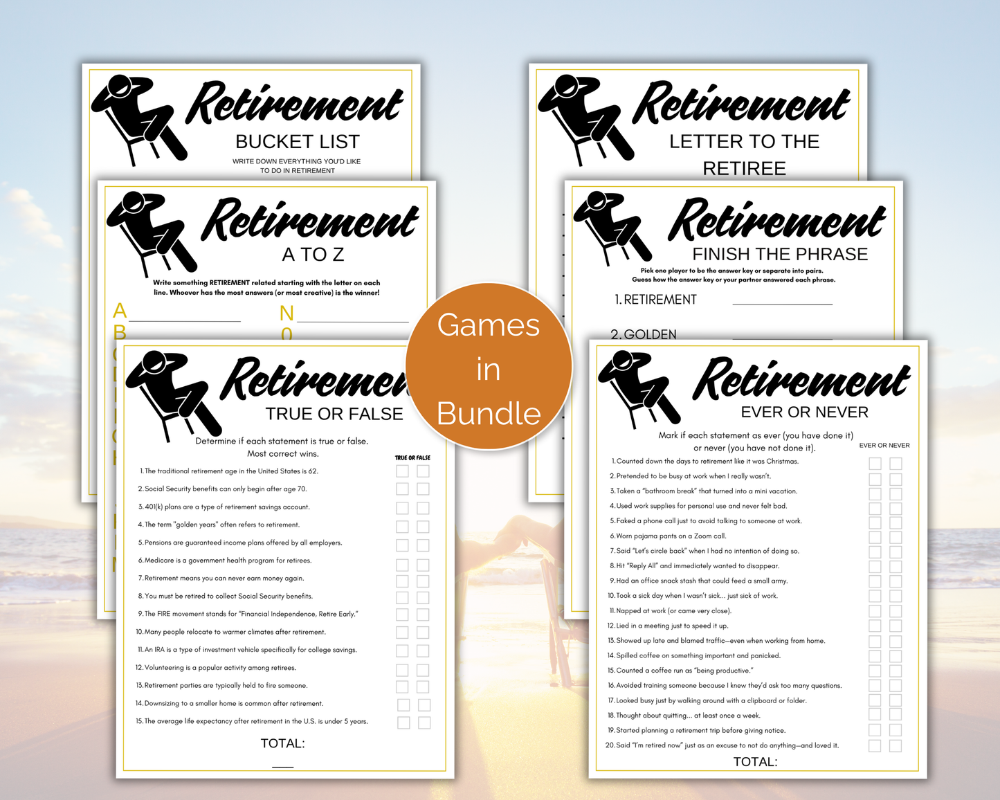 Retirement Party Game Bundle