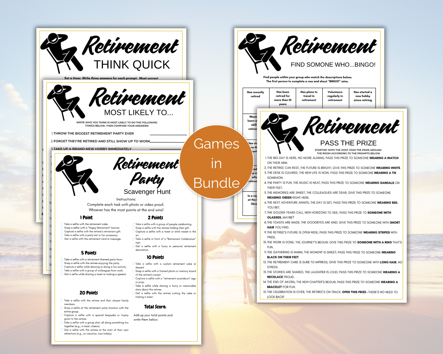 Retirement Party Game Bundle