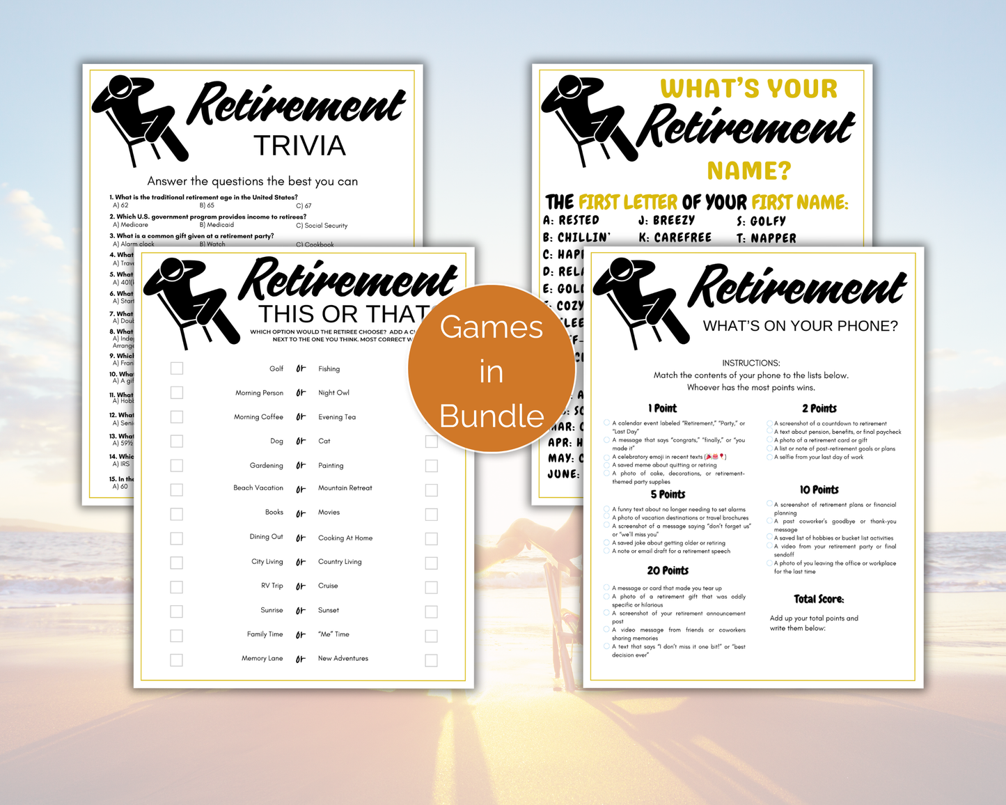 Retirement Party Game Bundle