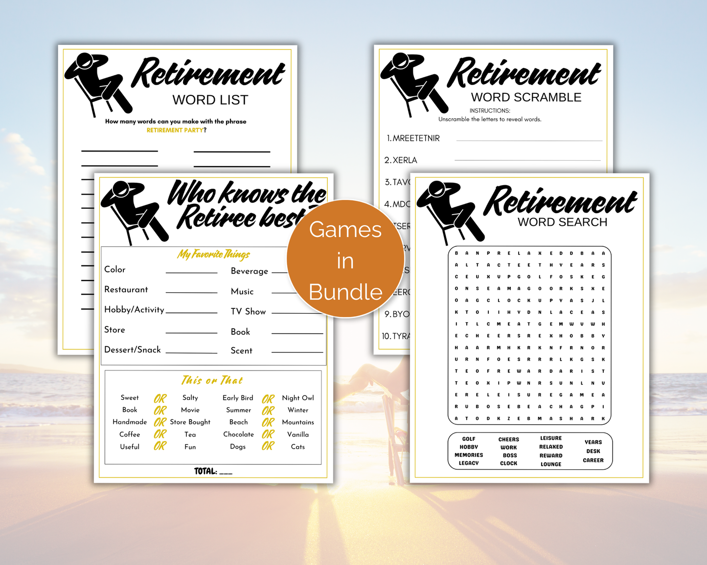 Retirement Party Game Bundle