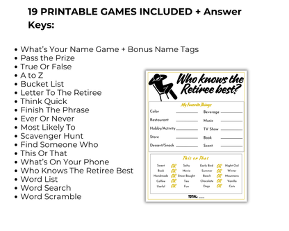 Retirement Party Game Bundle