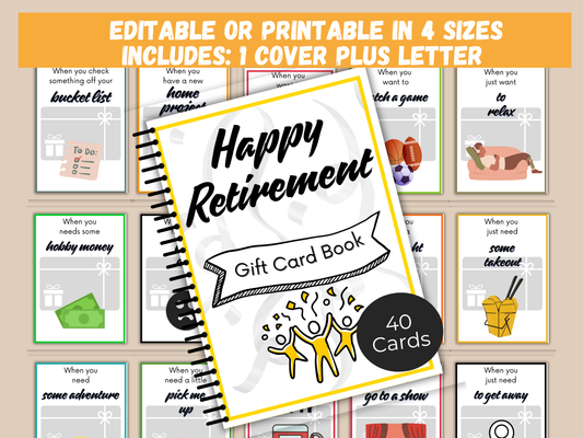 Retirement Gift Card Book Editable or Printable