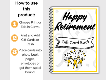 Retirement Gift Card Book Editable or Printable