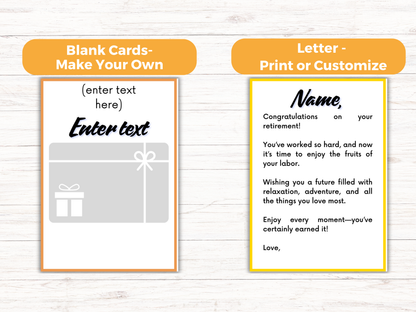 Retirement Gift Card Book Editable or Printable