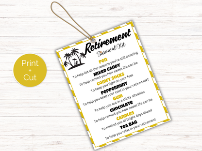 Editable Retirement Survival Kit Gift Tag