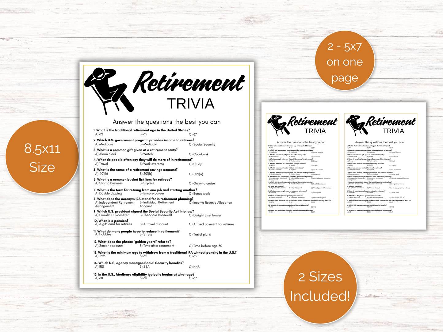 Retirement Trivia Game