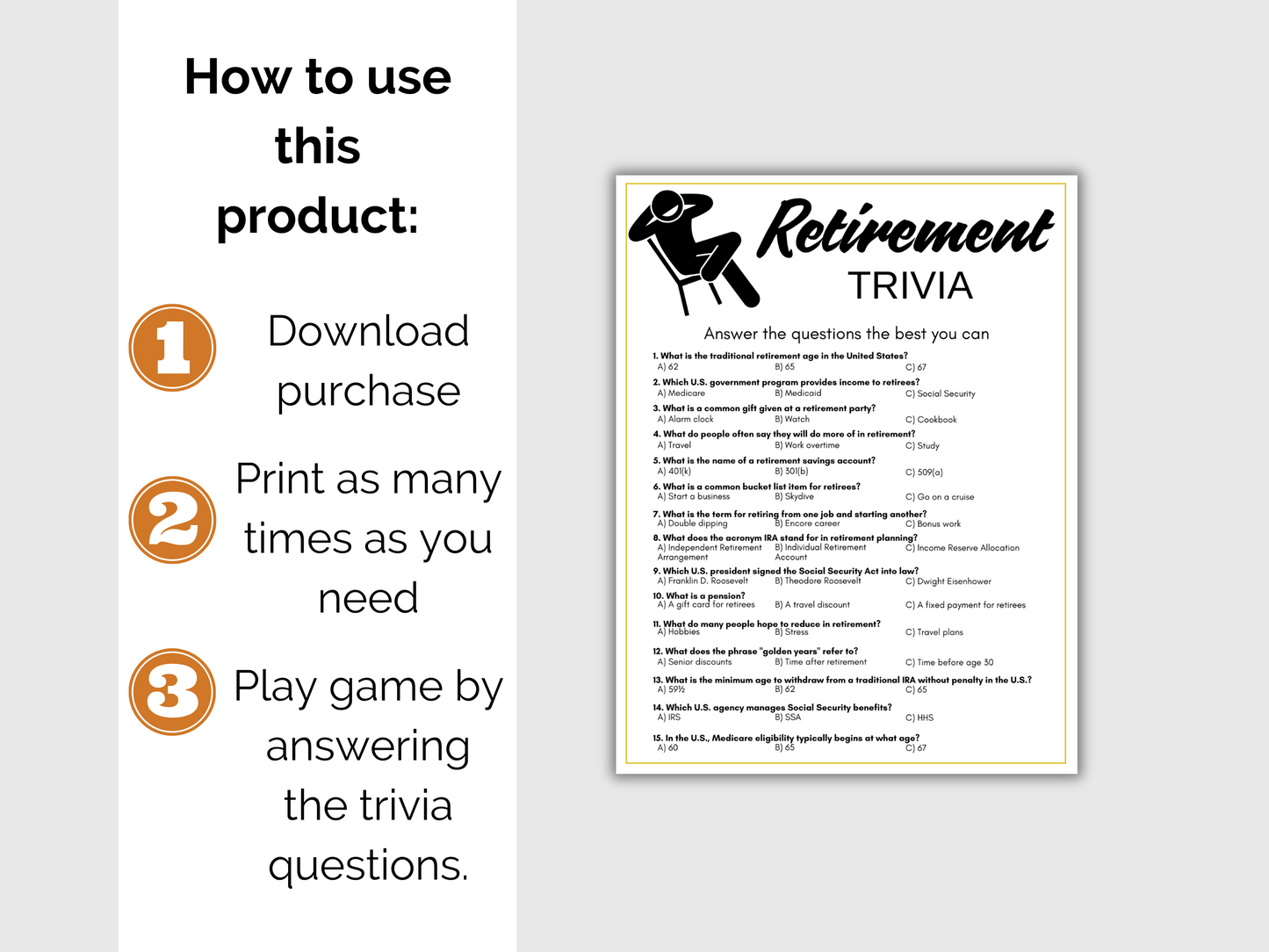 Retirement Trivia Game