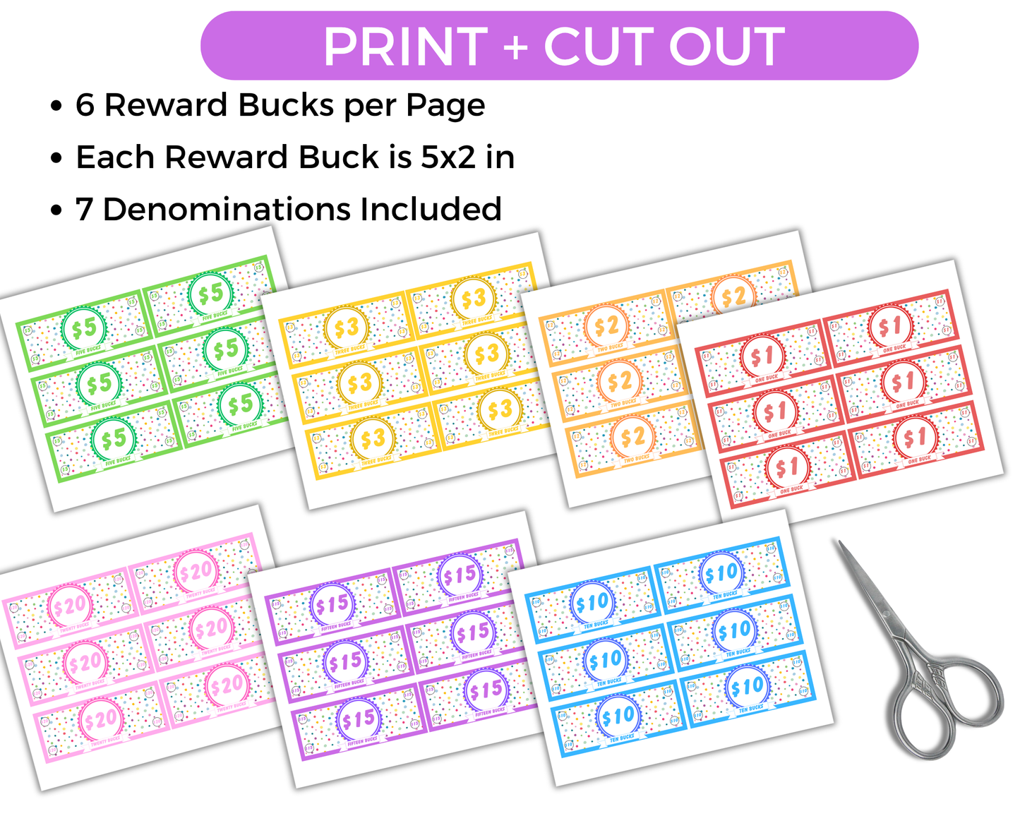 Editable Kids Reward Bucks