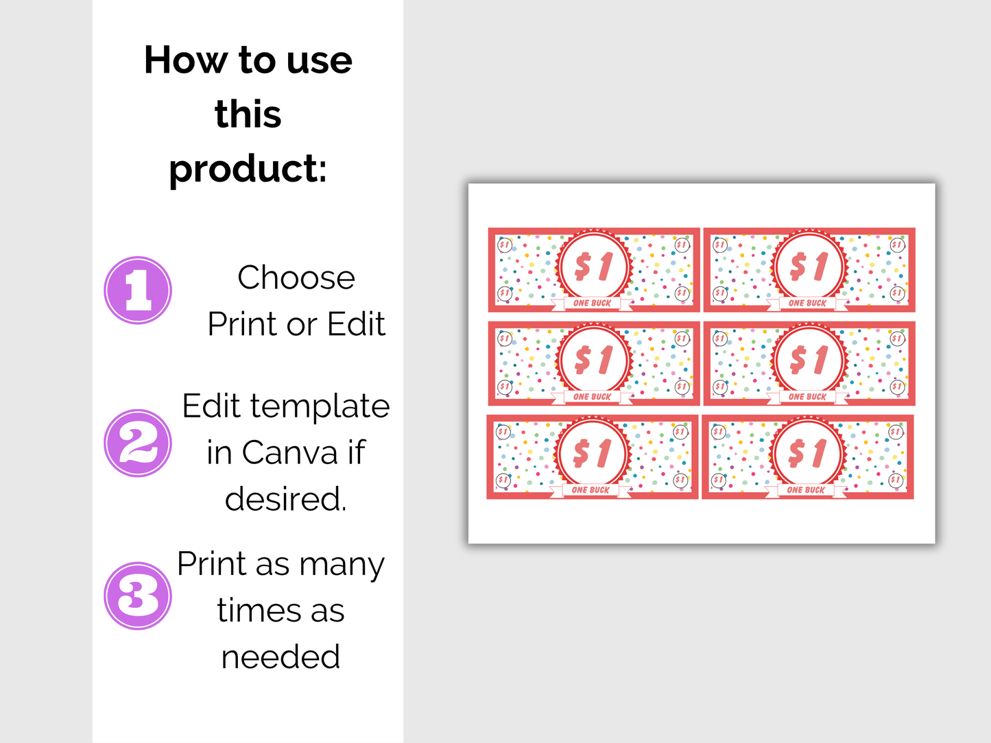 Editable Kids Reward Bucks