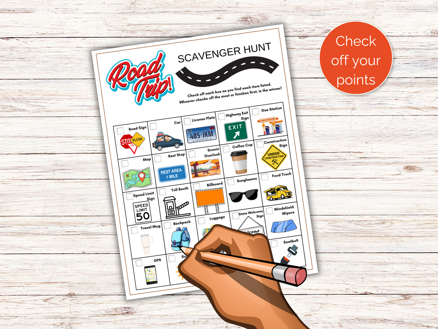 Road Trip Scavenger Hunt for kids