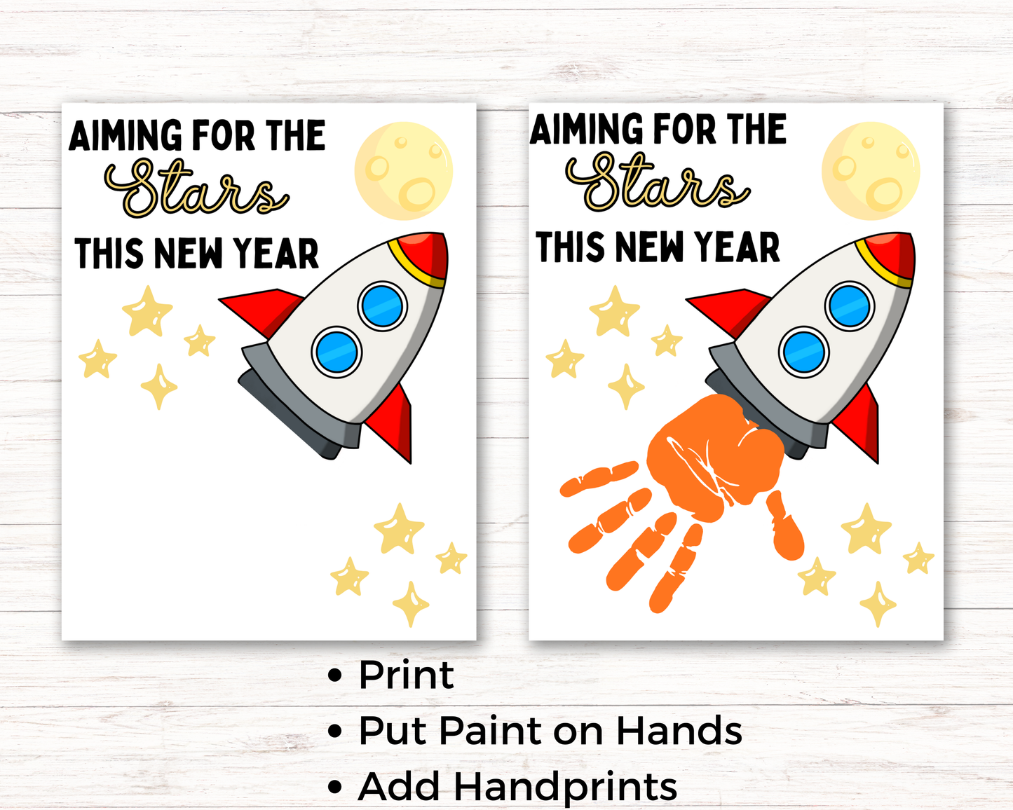 New Years Rocket Handprint Art