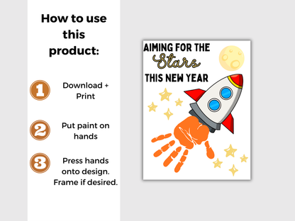 New Years Rocket Handprint Art