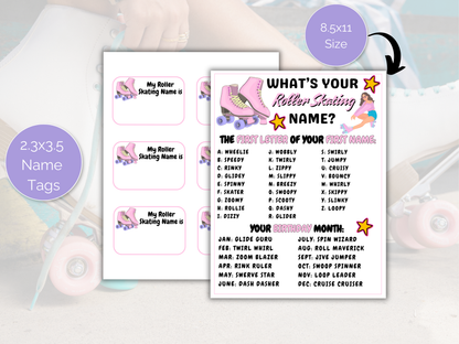 What's Your Roller Skating Name Game + Name Tags