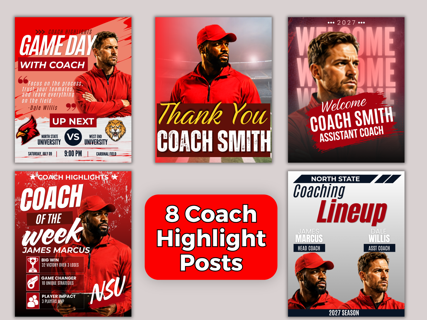 Rugby Social Media Templates Bundle