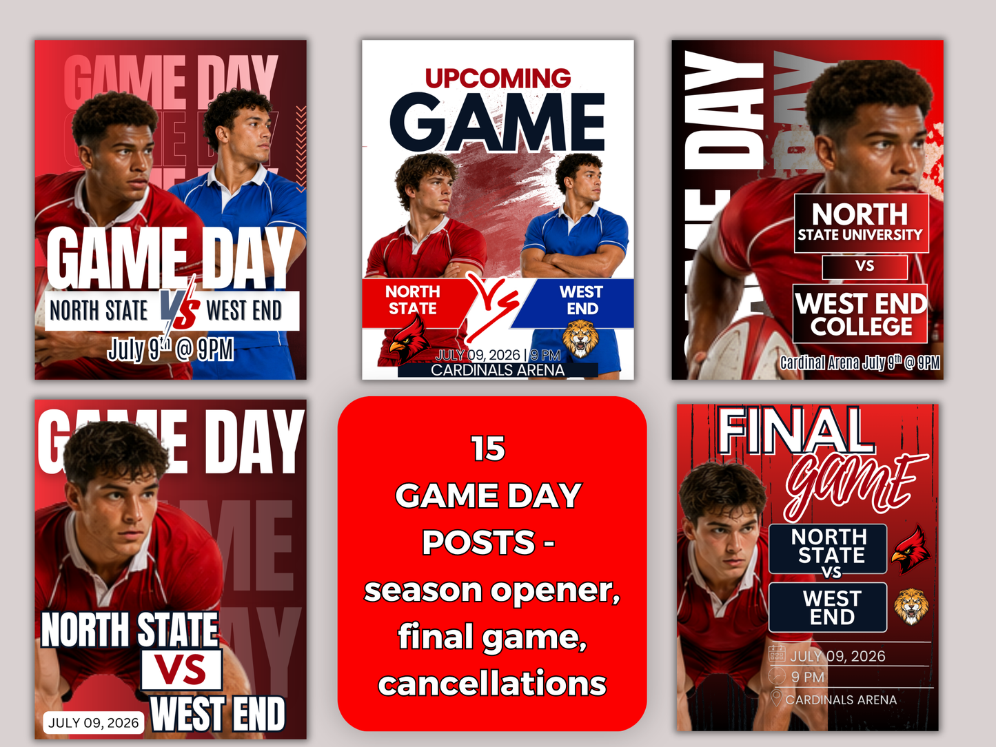 Rugby Social Media Templates Bundle