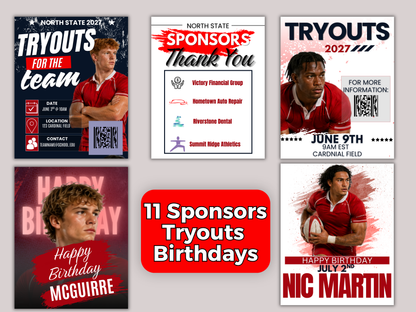 Rugby Social Media Templates Bundle