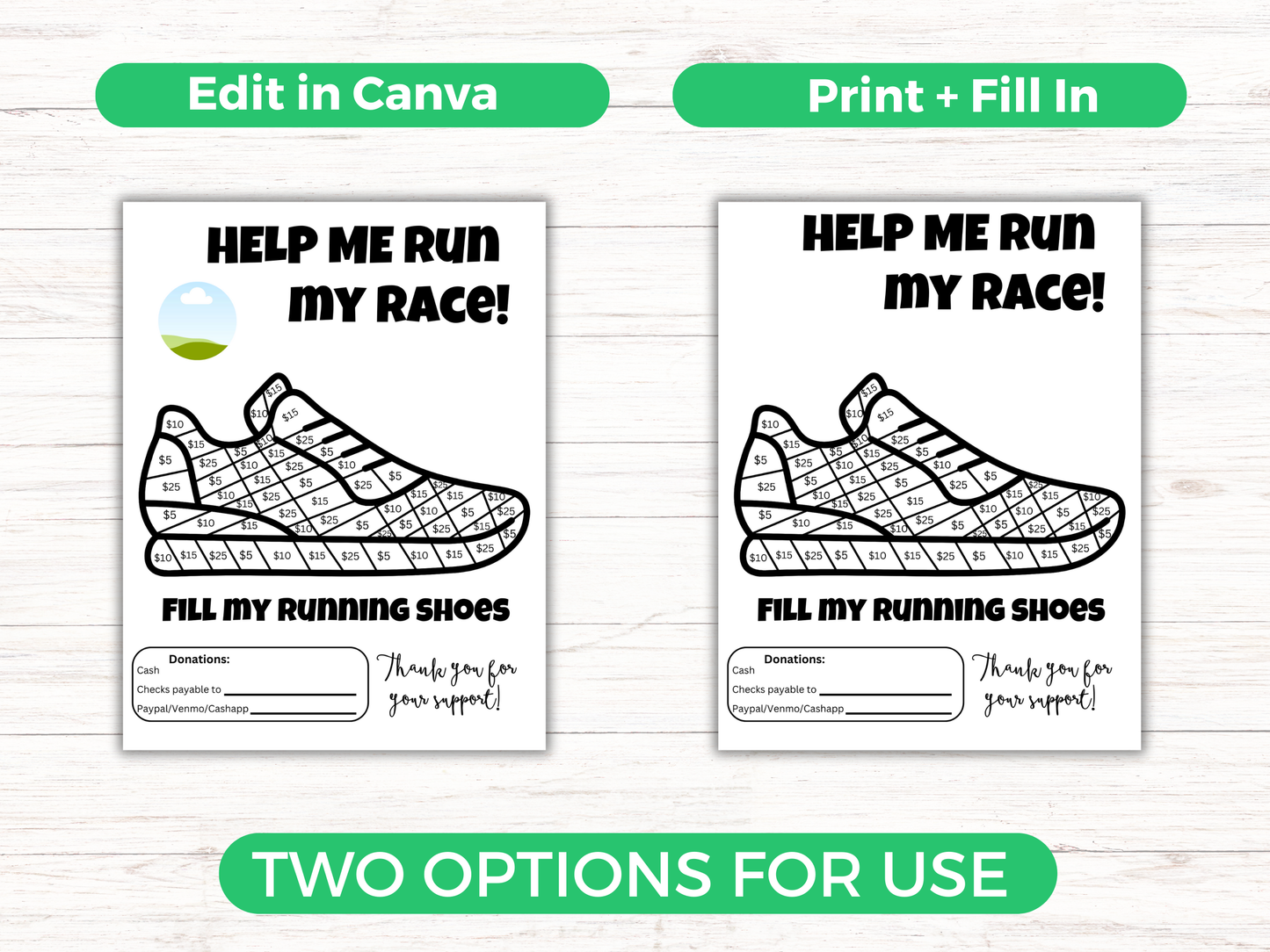 Editable Fill My Running Shoes Fundraiser Template