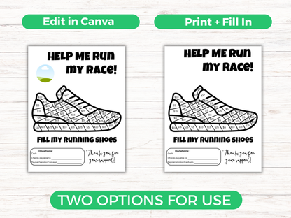 Editable Fill My Running Shoes Fundraiser Template